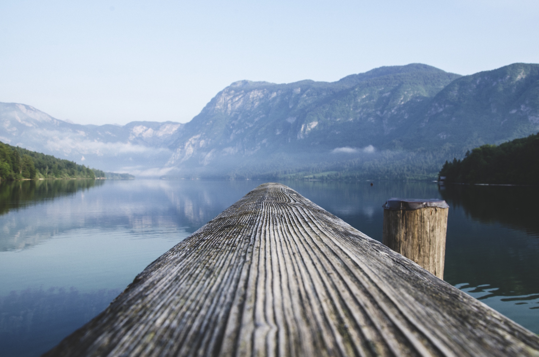 wooden path into water